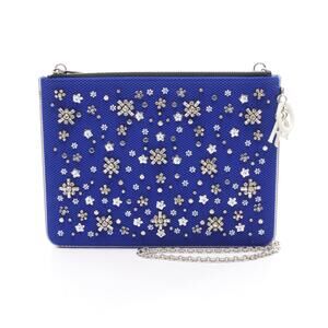 Christian Dior Shoulder Bag Leather Blue Black